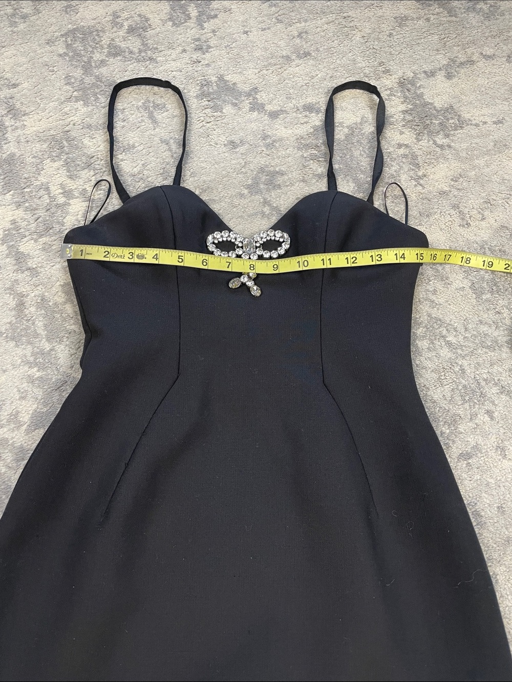 AREA NYC Crystal Spike Embellished Mini Dress Black LBD FLAW Sz 8 - Picture 8 of 17